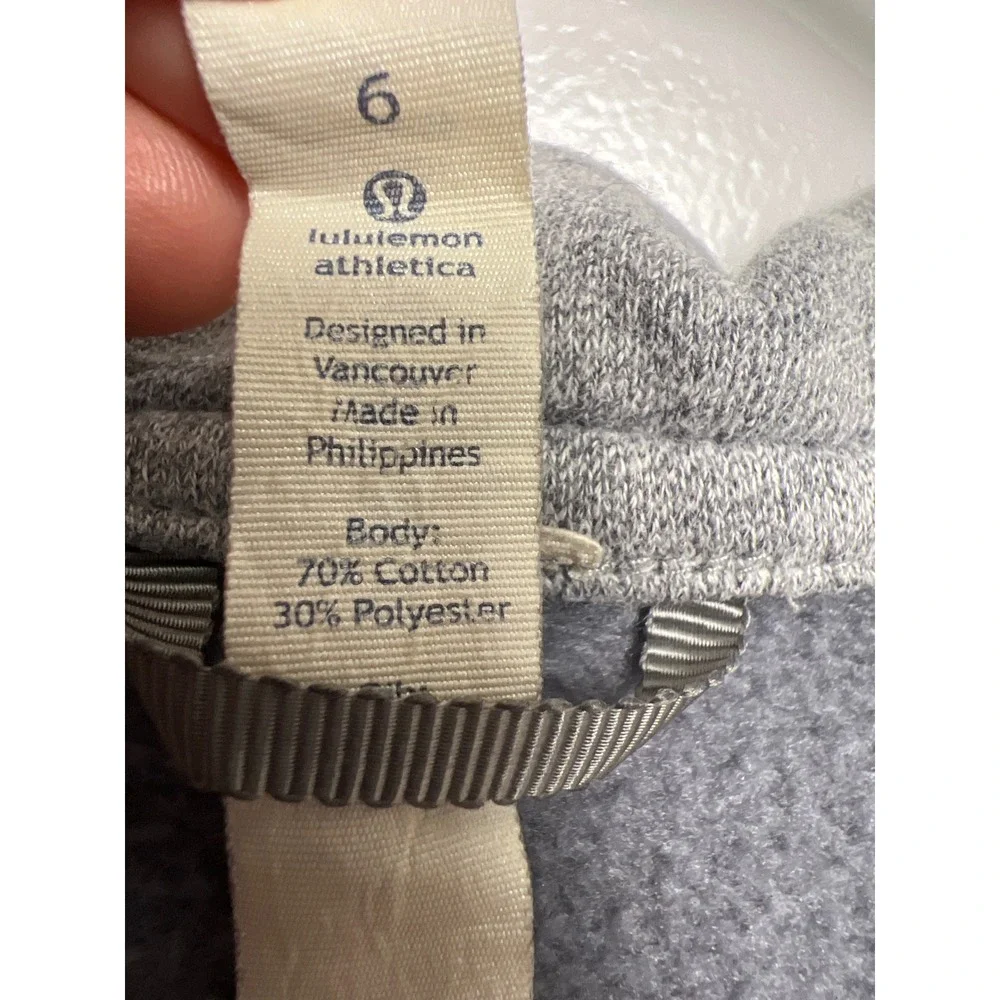Lululemon Scuba Full Zip Hoodie‎ Heathered Grey Women 6 Thumbholes Fleece Sporty